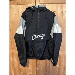 Vintage MAJESTIC Chicago White MLB Pullover Hooded Quarter Zip Jacket Size M